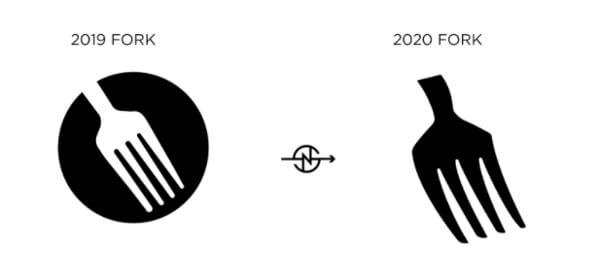 A comparison of the old and new fork images for Taste of Marietta.