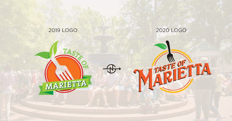 The old Taste of Marietta logo next to the new one.
