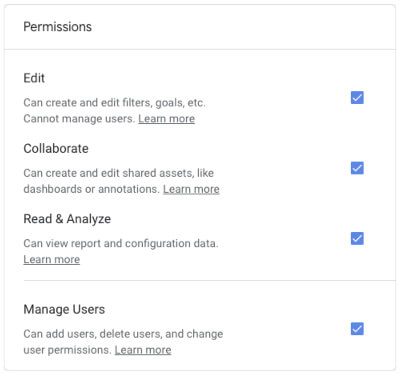 Google analytics dashboard settings